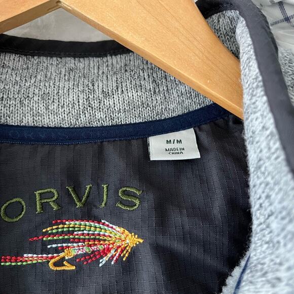 Orvis Men's Denali Fleece Sweater Vest Full Zip Heather Gray With Pockets Medium - Picture 5 of 8